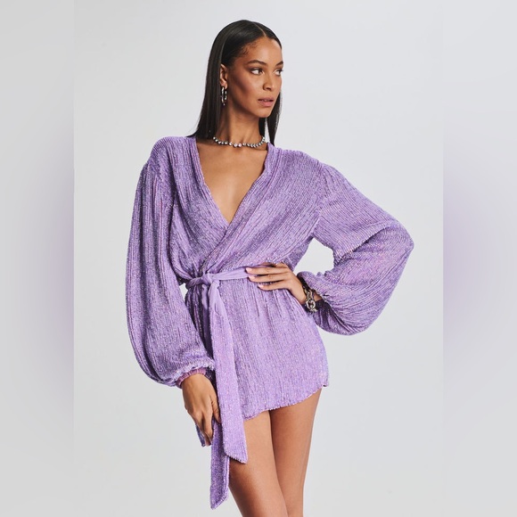 Retrofete GABRIELLE SEQUIN ROBE Iridescent Lavender Small NWT - Picture 6 of 11